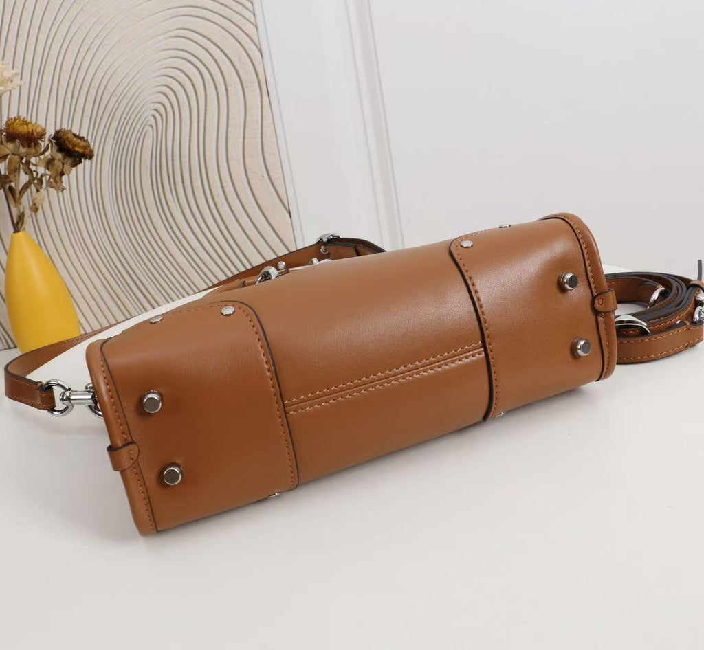 Structured Satchel Handbag with Top Handle and Crossbody Strap