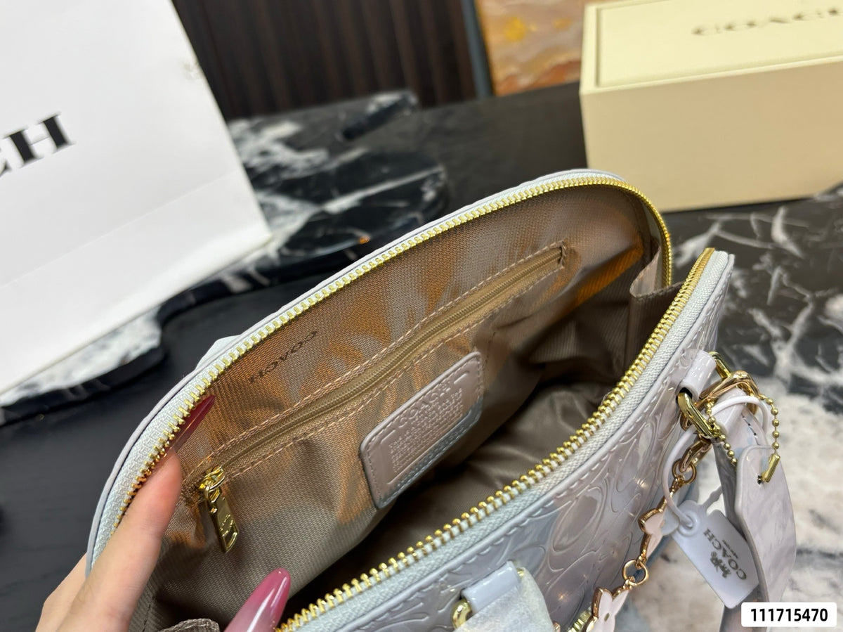 Classic Embossed Dome Satchel Bag