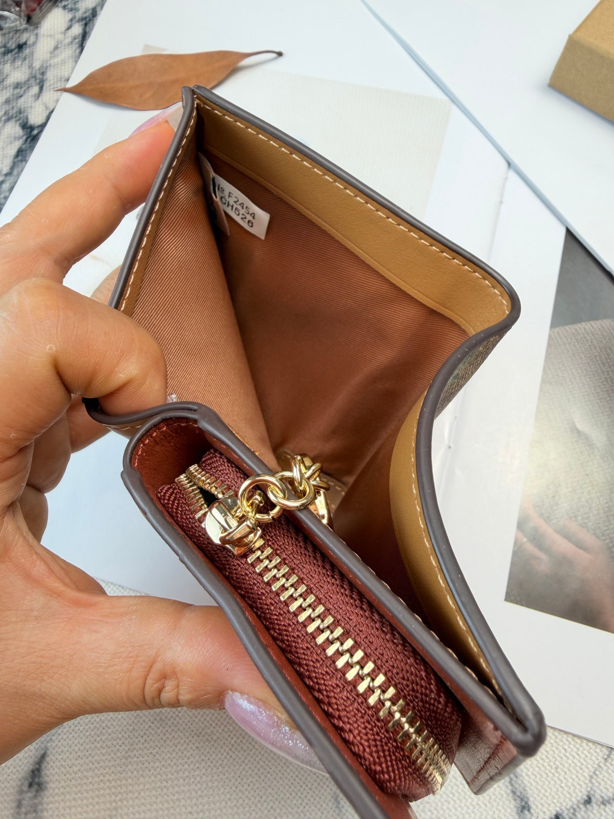 Monogram Cat Print Compact Wallet & Card Holder