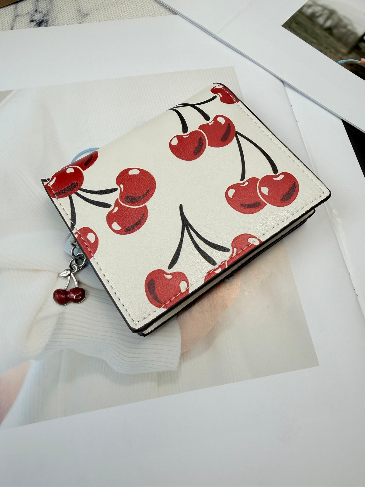 Monogram Cat Print Compact Wallet & Card Holder