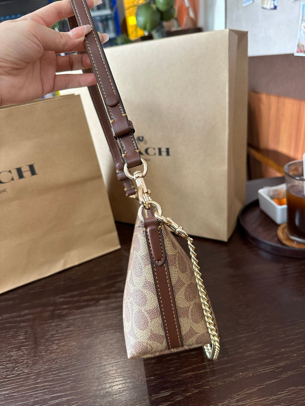 Luxury Signature Monogram Baguette Convertible Chain Shoulder Bag