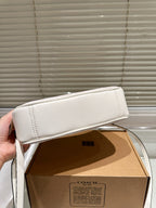 White Shoulder Bag with Gold Chain Strap