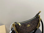 Brown Shoulder Bag with Gold Chain and Crossbody Strap