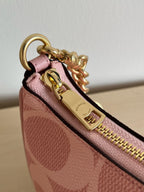 Pink Shoulder Bag with Gold Chain and Crossbody Strap