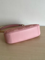 Pink Shoulder Bag with Gold Chain and Crossbody Strap