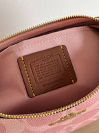 Pink Shoulder Bag with Gold Chain and Crossbody Strap