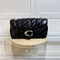 Black Quilted Shoulder Bag with Chain Strap