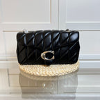 Black Quilted Shoulder Bag with Chain Strap