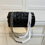 Black Quilted Shoulder Bag with Chain Strap