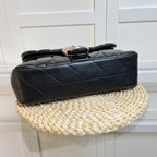 Black Quilted Shoulder Bag with Chain Strap