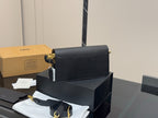 Black Shoulder Bag with Gold-Tone Hardware and Adjustable Strap