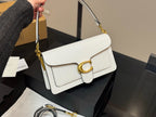 White Shoulder Bag with Gold-Tone Hardware and Adjustable Strap