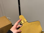 White Shoulder Bag with Gold-Tone Hardware and Adjustable Strap