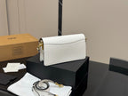 White Shoulder Bag with Gold-Tone Hardware and Adjustable Strap