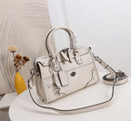 Structured Satchel Handbag with Top Handle and Crossbody Strap