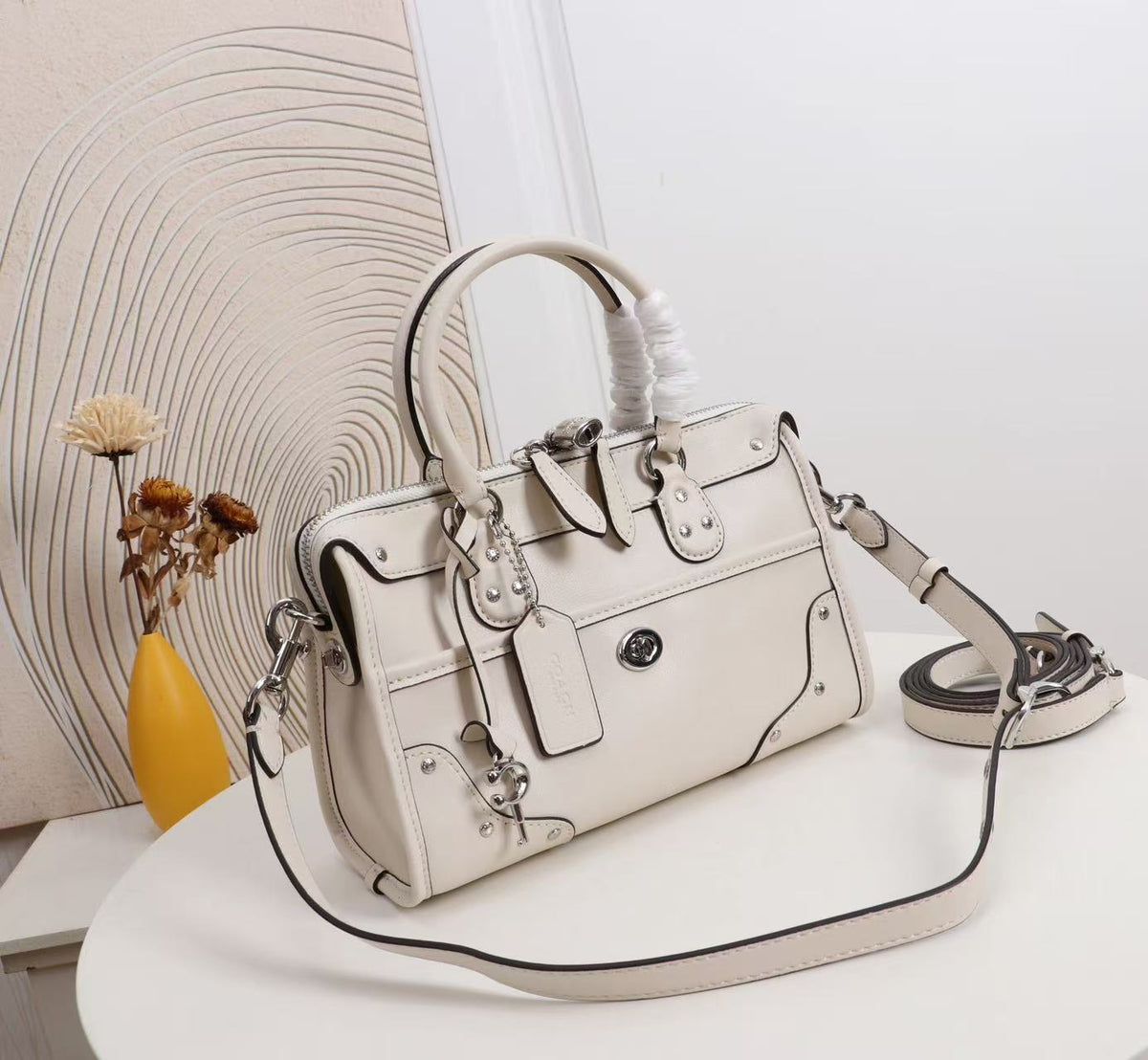 Structured Satchel Handbag with Top Handle and Crossbody Strap