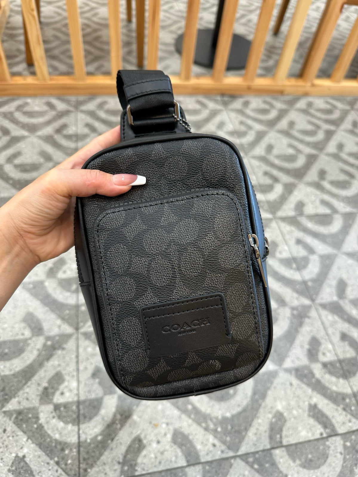 Signature Monogram Leather Sling Crossbody Bag