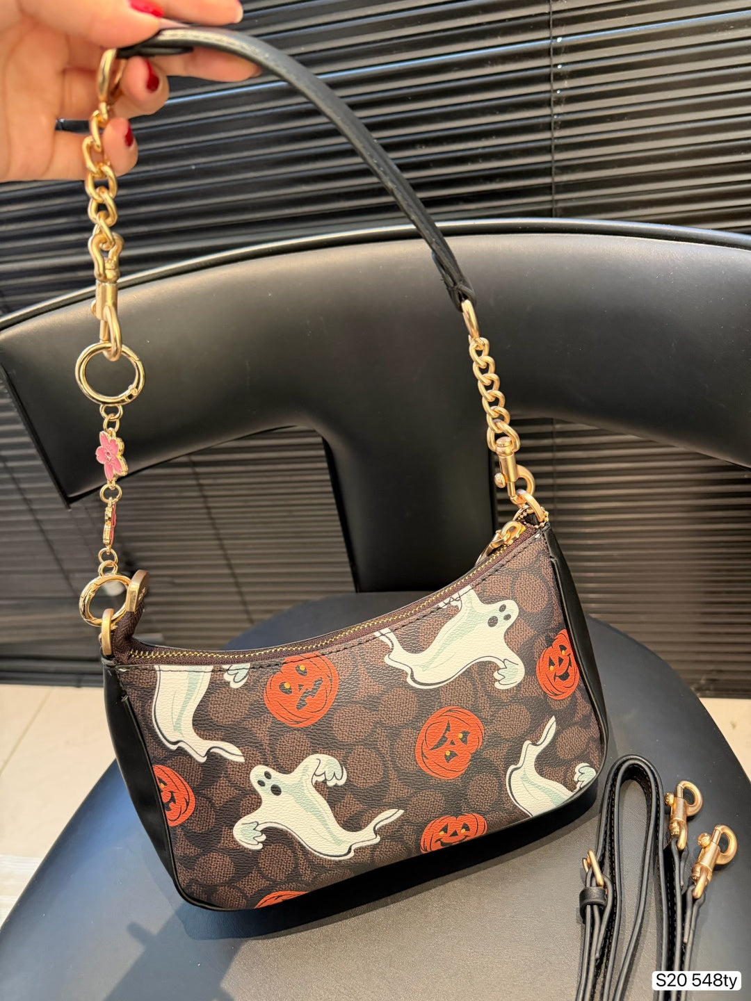 Spooky Pumpkin Monogram Shoulder Bag