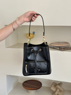 Soft Leather Drawstring Bucket Bag – Everyday Shoulder Bag