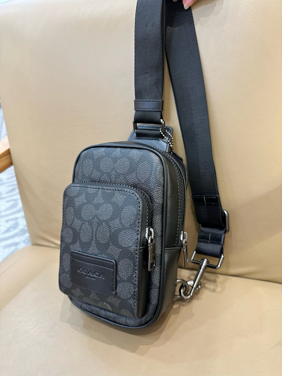 Signature Monogram Leather Sling Crossbody Bag