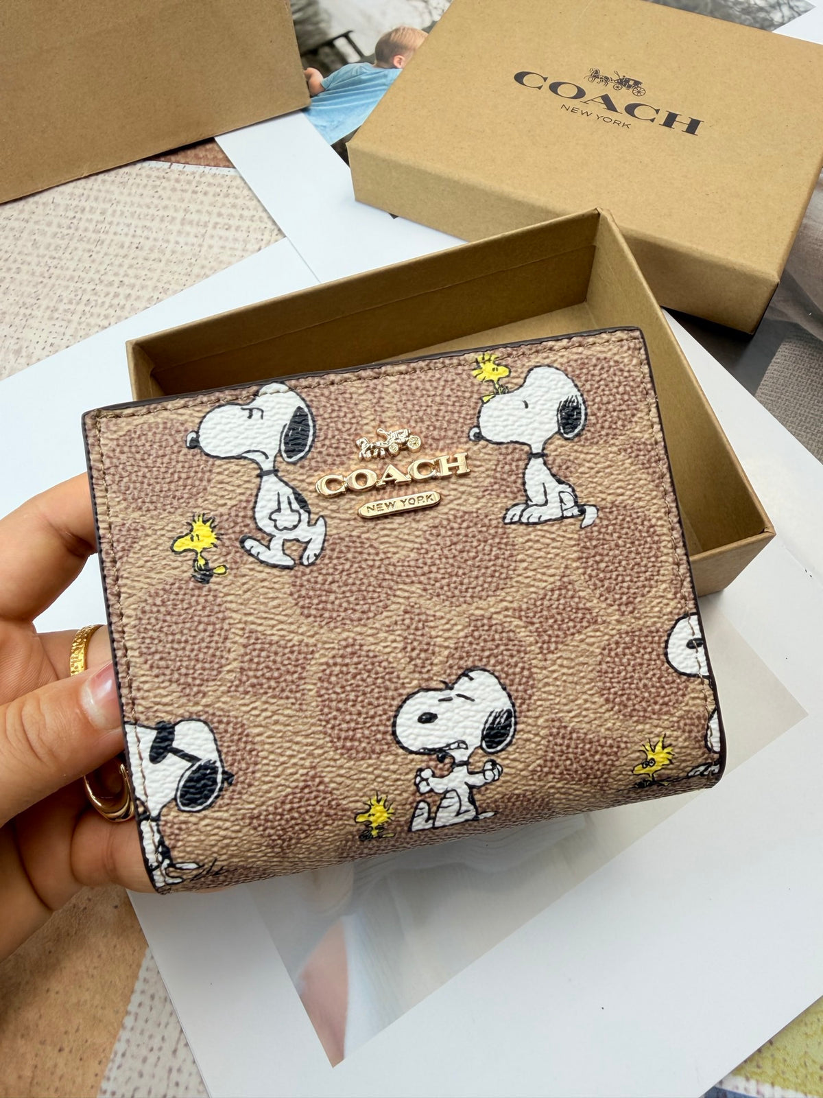 Monogram Cat Print Compact Wallet & Card Holder