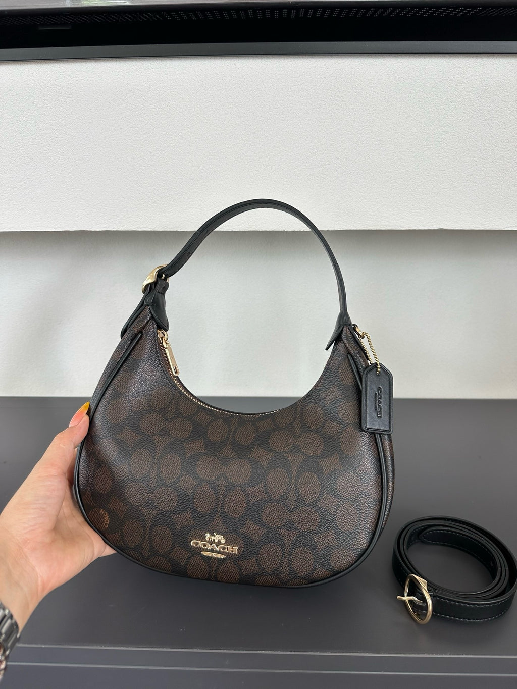 Luxury Signature Monogram Crescent Hobo Shoulder Bag✨