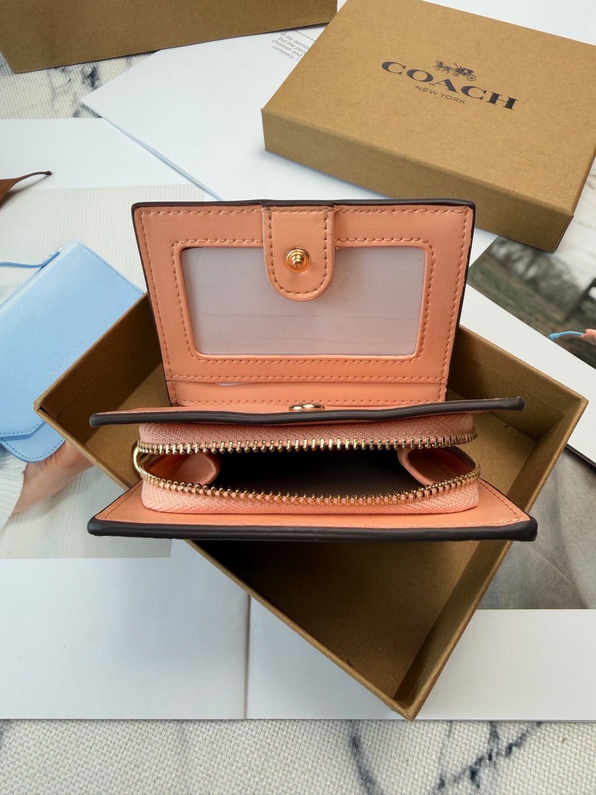 Monogram Cat Print Compact Wallet & Card Holder