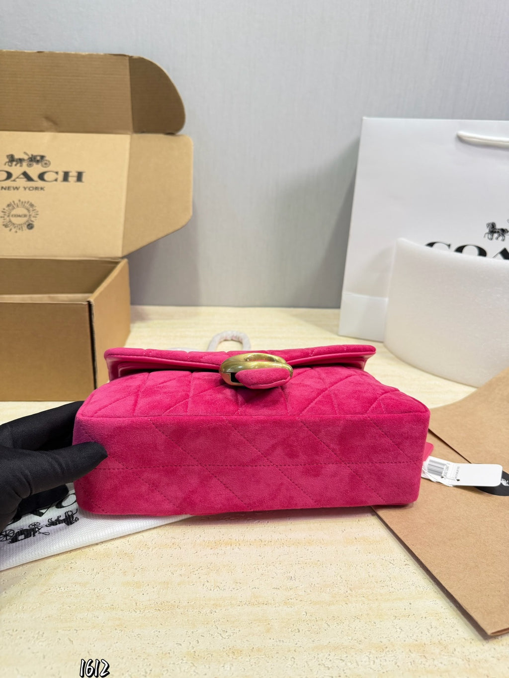 Quilted Plush Flap Chain Shoulder Bag - Fuchsia Pink