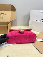 Quilted Plush Flap Chain Shoulder Bag - Fuchsia Pink