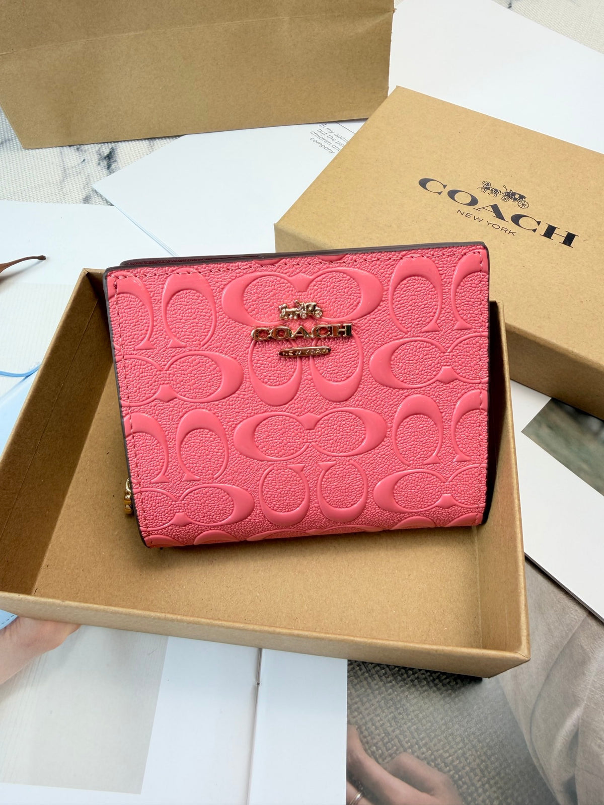 Monogram Cat Print Compact Wallet & Card Holder