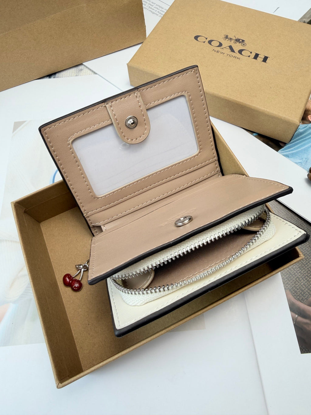 Monogram Cat Print Compact Wallet & Card Holder
