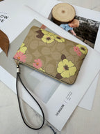 Floral Monogram Wristlet Clutch Pouch – Zip Around Handbag