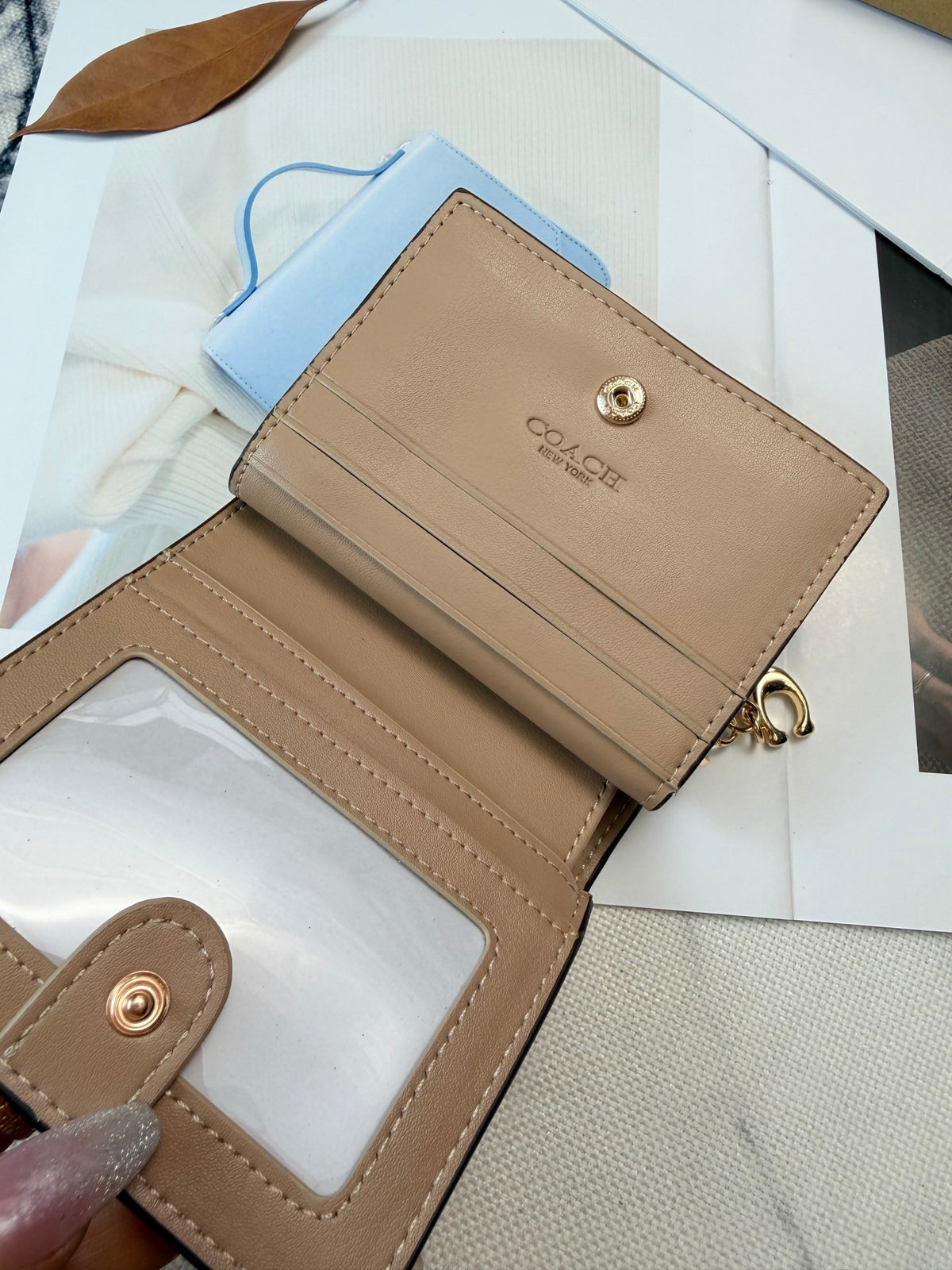 Monogram Cat Print Compact Wallet & Card Holder