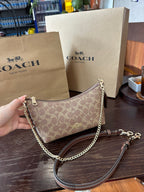 Luxury Signature Monogram Baguette Convertible Chain Shoulder Bag