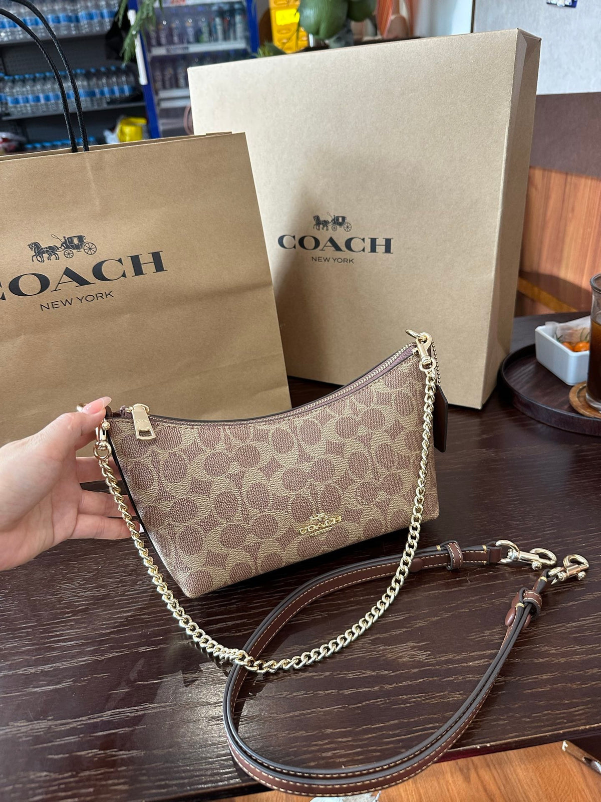 Luxury Signature Monogram Baguette Convertible Chain Shoulder Bag