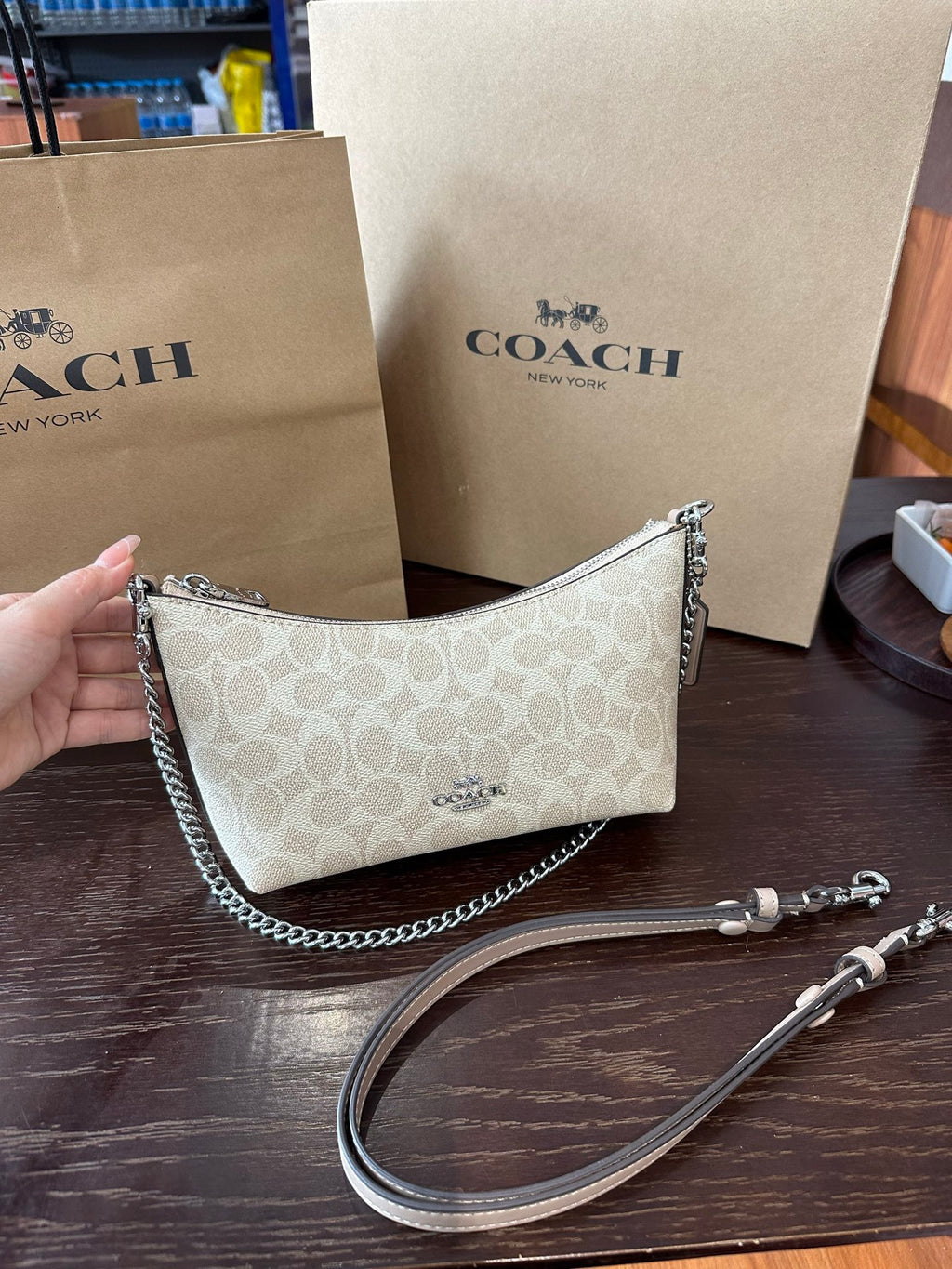 Luxury Signature Monogram Baguette Convertible Chain Shoulder Bag