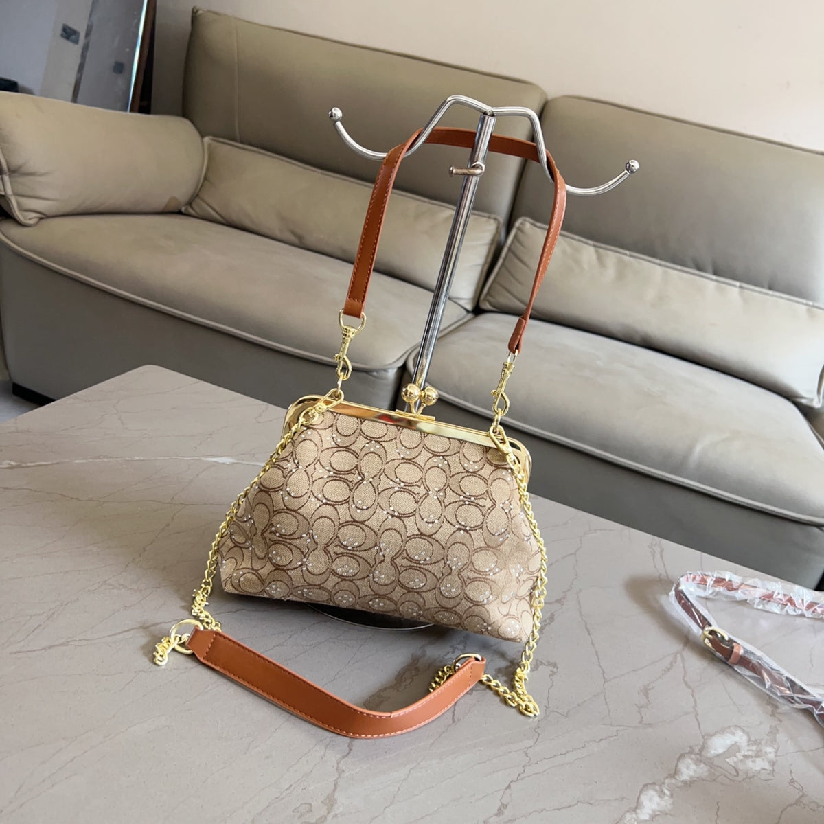 3-Piece Monogram Canvas Kiss-Lock Bag Set