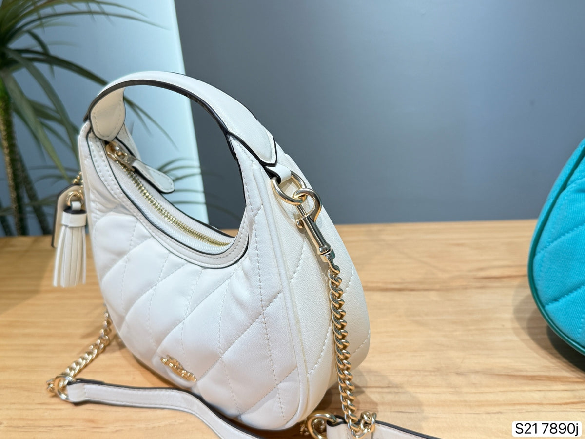 Quilted Mini Crescent Shoulder Bag