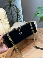 Glossy Monogram Kisslock Frame Bag – Vintage Pearl Chain Shoulder Bag