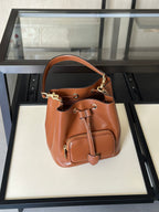 Soft Leather Drawstring Bucket Bag – Everyday Shoulder Bag