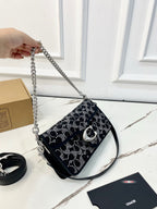 Crystal Embellished Monogram Flap Shoulder Bag