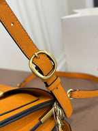 Suede Flap Shoulder Bag with Rainbow Charm Chain – Vintage Buckle Bag