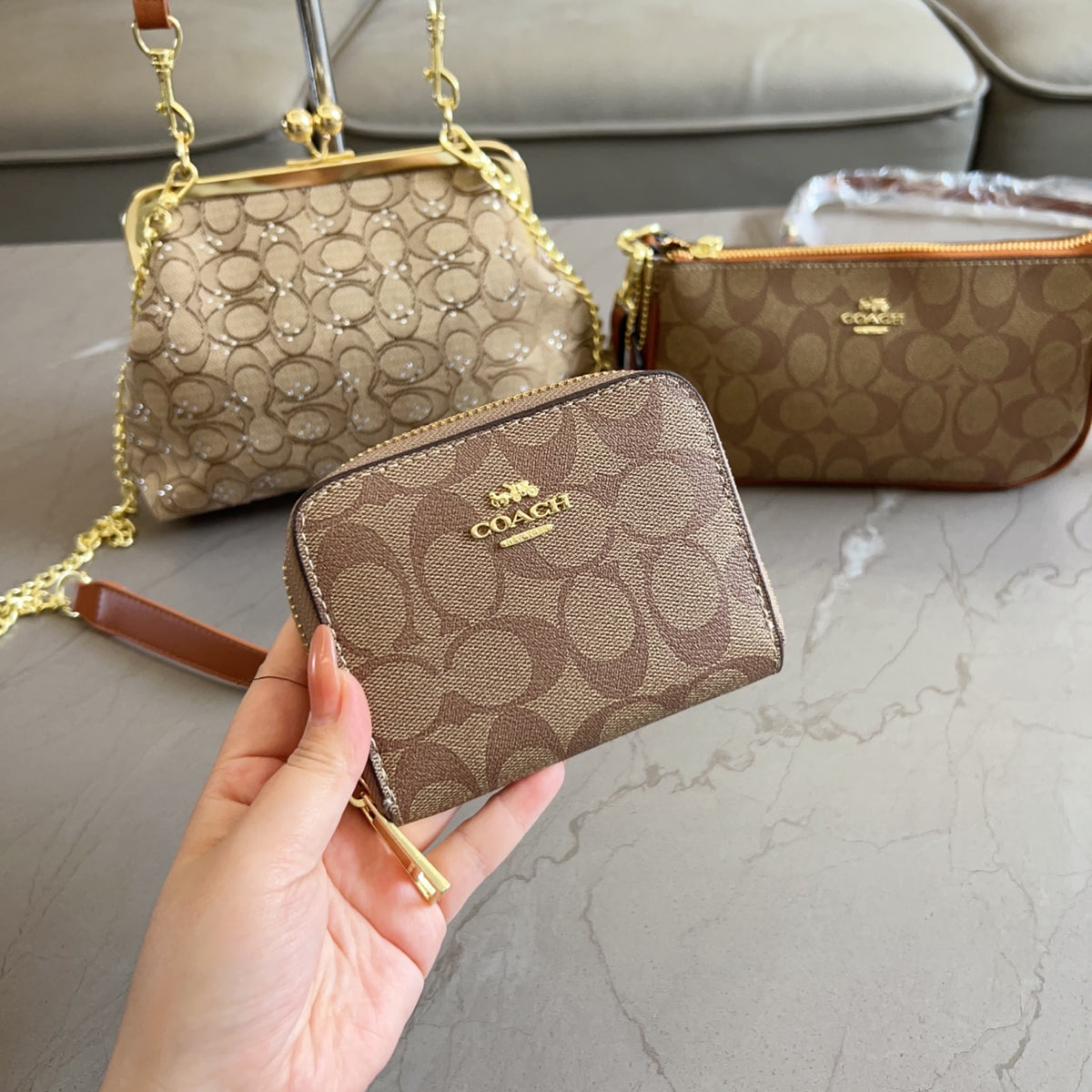 3-Piece Monogram Canvas Kiss-Lock Bag Set