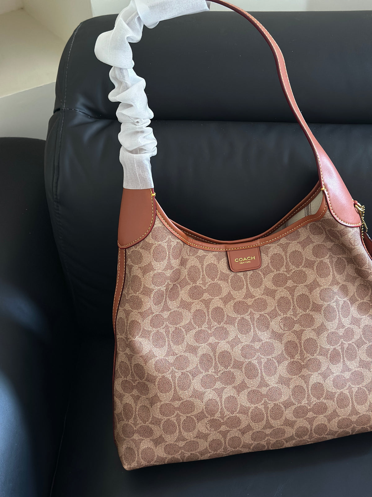 Multi-Pocket Signature Monogram Hobo Shoulder Bag