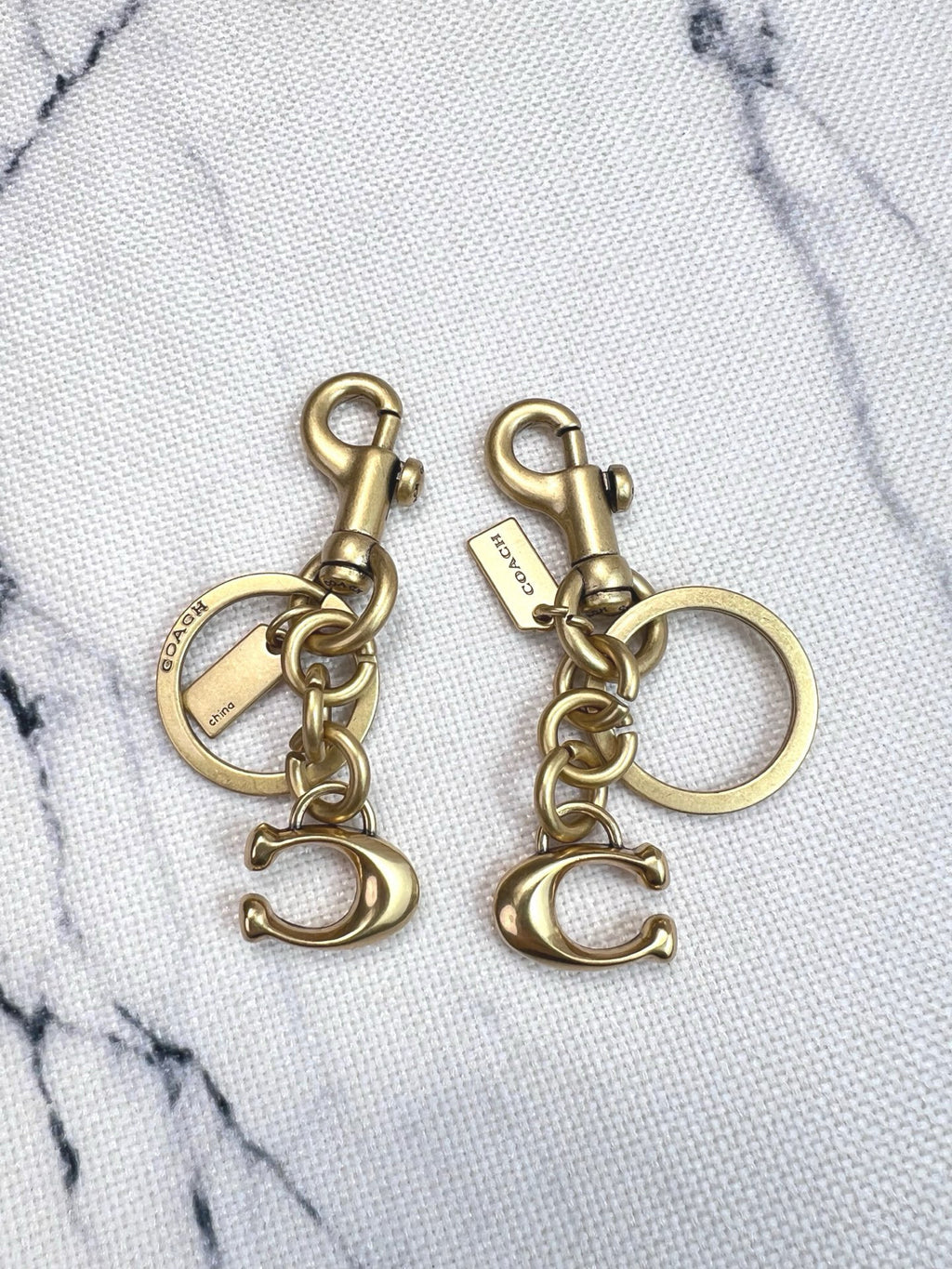 Gold-Tone Signature Letter Bag Charm Keychain