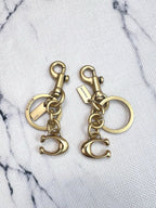 Gold-Tone Signature Letter Bag Charm Keychain