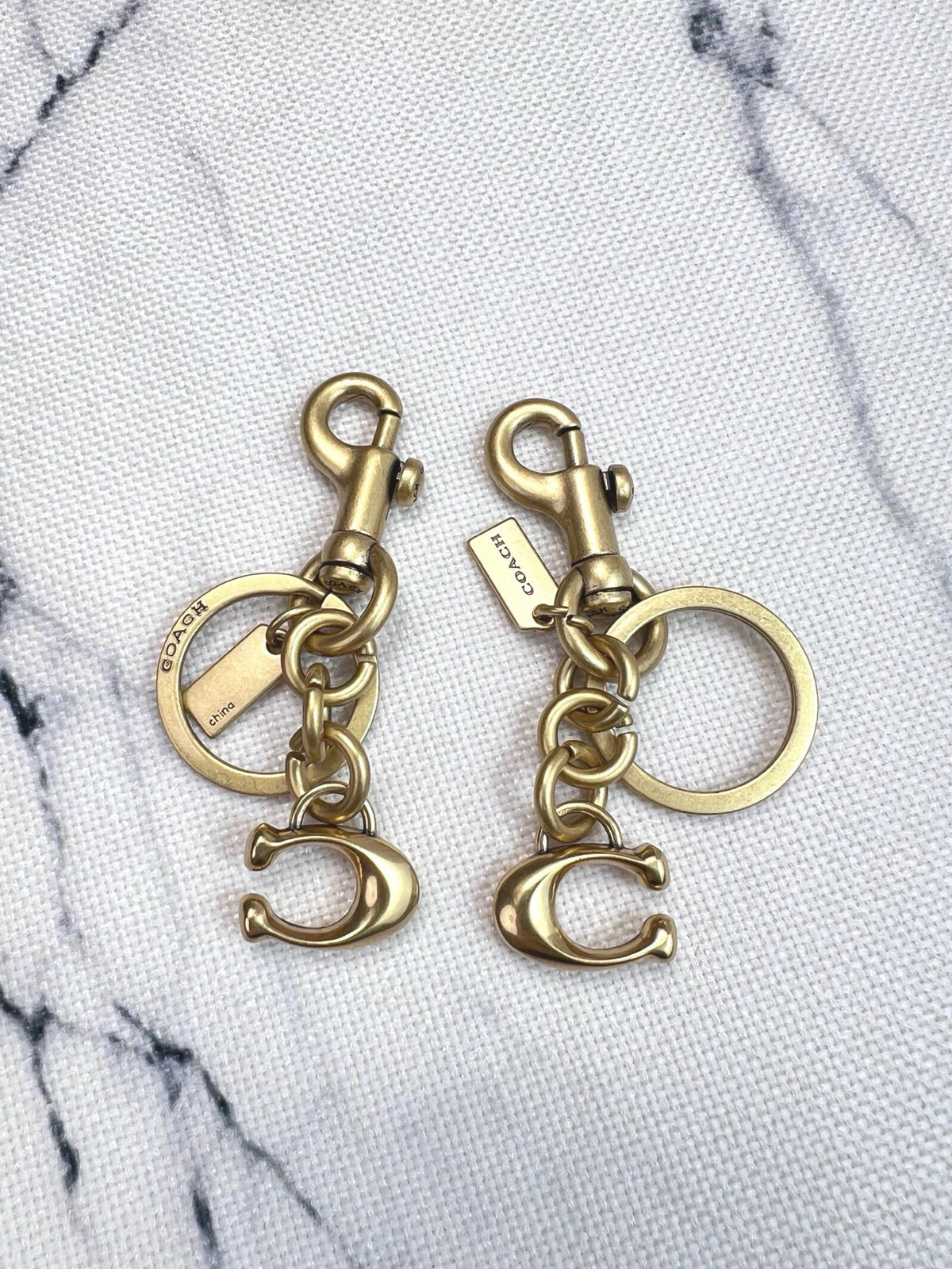 Gold-Tone Signature Letter Bag Charm Keychain