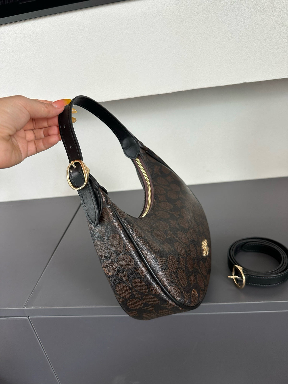 Luxury Signature Monogram Crescent Hobo Shoulder Bag✨