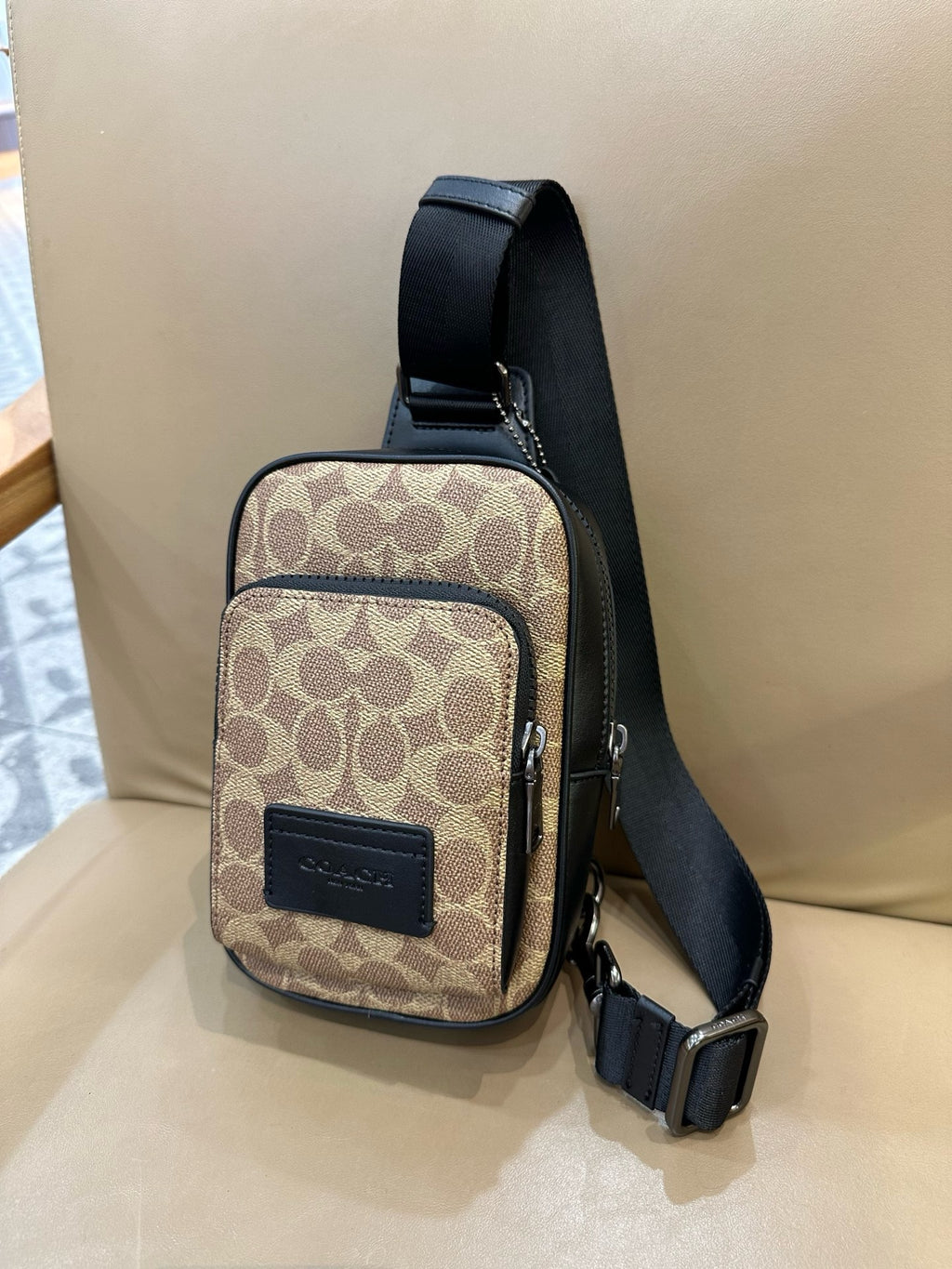 Signature Monogram Leather Sling Crossbody Bag