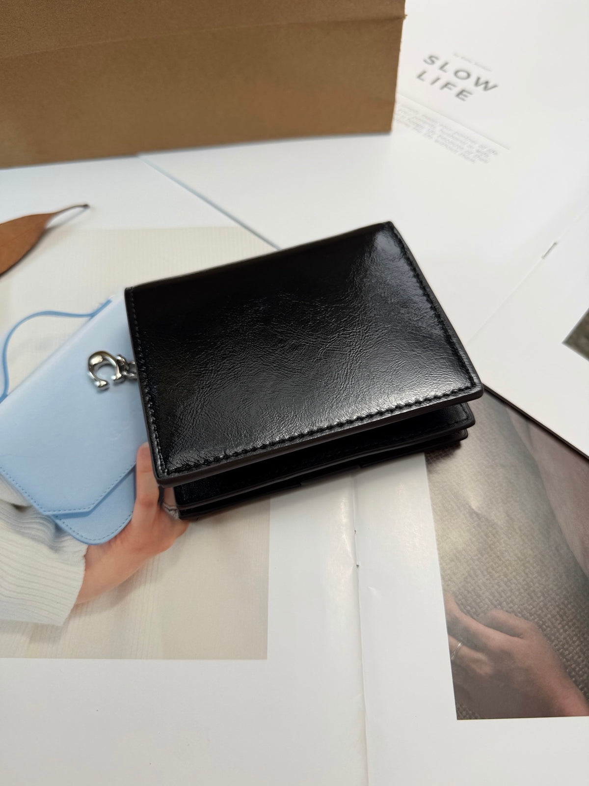 Monogram Cat Print Compact Wallet & Card Holder